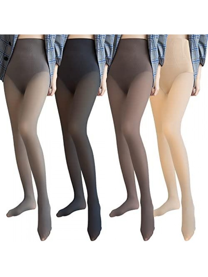 Women Leggings Thermal Pantyhose Tights, Winter Warm Elastic Pants Fleece Lined Thick 