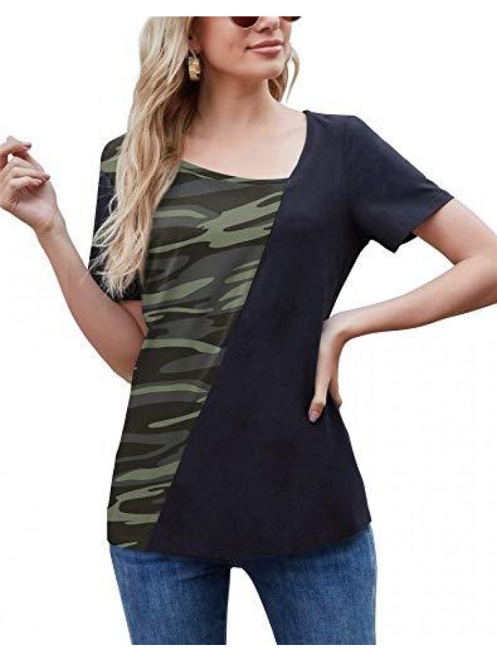 Womens Tops Color Block Shirts Casual Tunic 