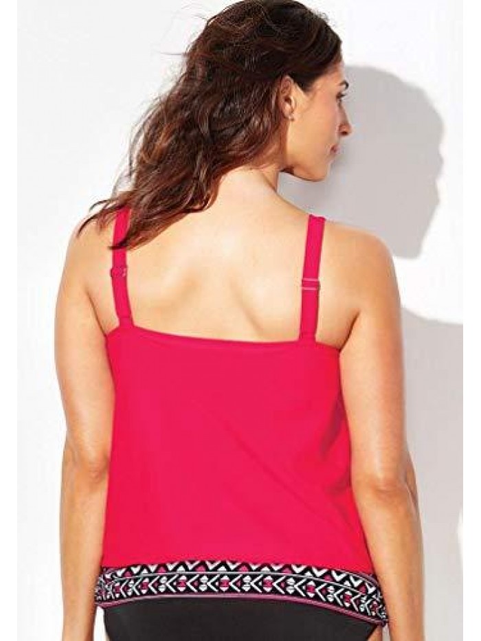 For All Women's Plus Size Loop Strap Blouson Tankini Top 