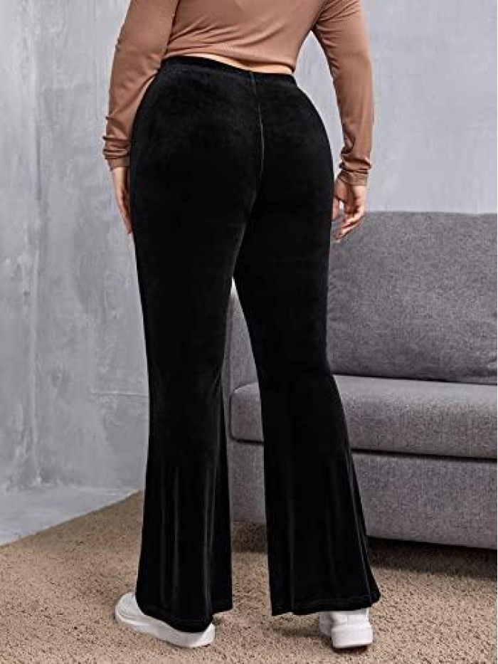 Women's Plus Size Velvet High Waist Flare Pants 