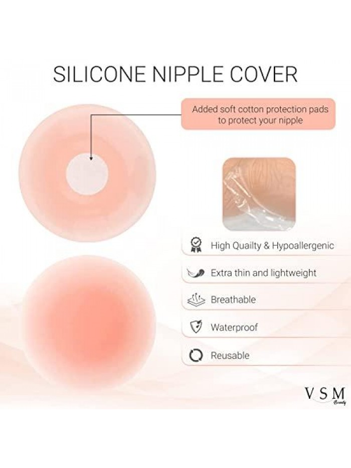 Bra Breast Lift Tape - Boob Lift Tape for No Bra Lines Women Fashion - Medical Grade Booby Tape for Breast Lifting with Reusable Nipple Covers - Boob Tape Breast Tape Bra Alternative 