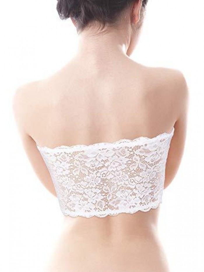 Pieces Women Lace Bandeau Bra Tube Top Bra Stretchy Strapless Bandeau for Daily Favor 