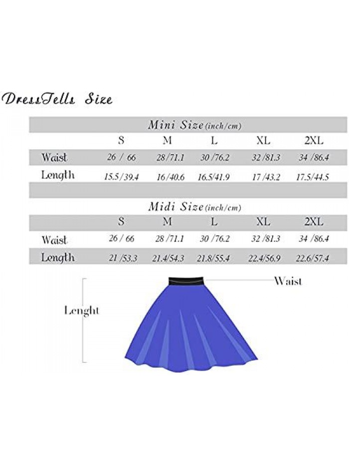 Skirt for Women Mini Skirts Versatile A-line Basic Stretchy Flared Skater Skirt 
