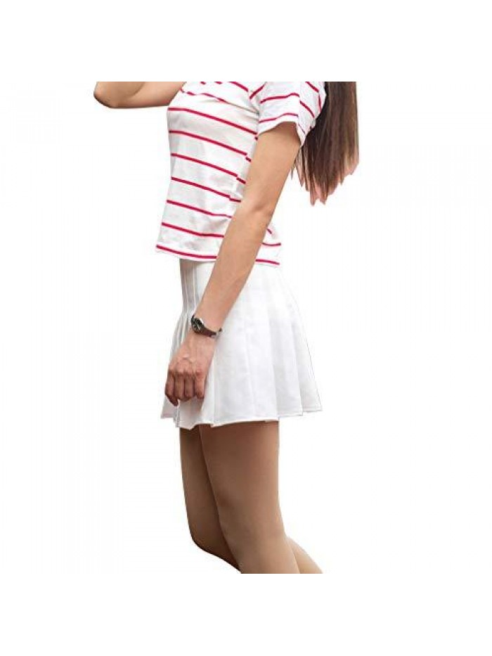 Women Girls Short High Waist Pleated Skater Tennis Skirt 