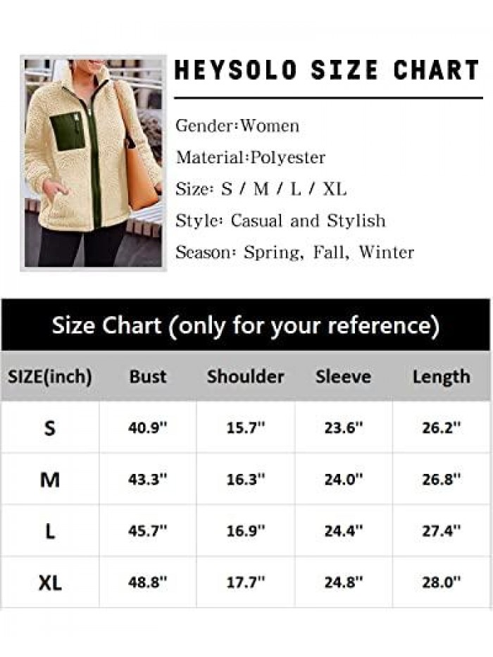 Womens Sherpa Fleece Jacket Warm Winter Zip Up Long Sleeve Lapel Coat Fuzzy Outwear 