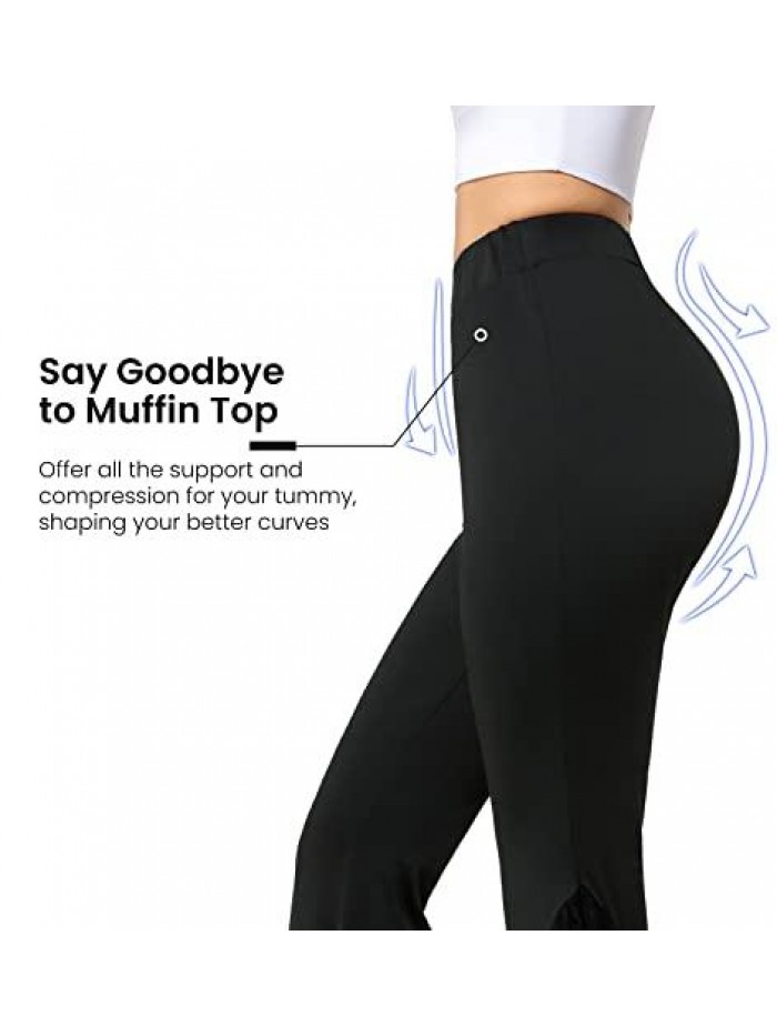 Bottom Pants for Women - High Waisted Flare Leggings Wide Leg Bootcut Yoga Pants  