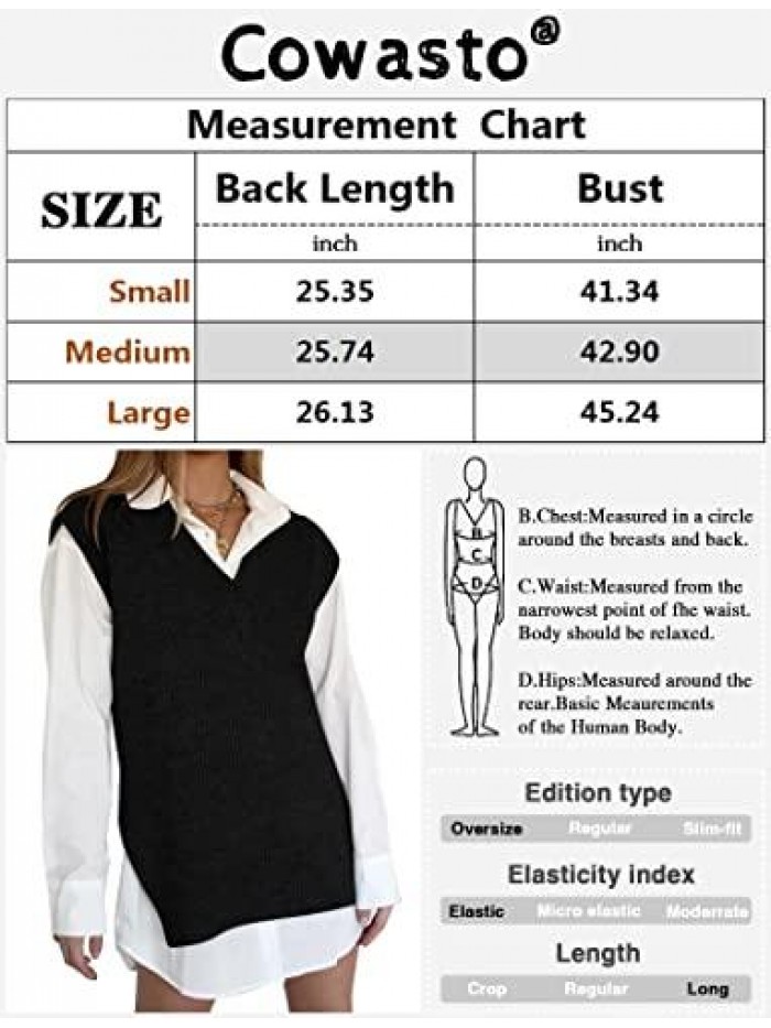 Womens Oversized V Neck Sweater Vests Retro Solid Cute Sleeveless Sweater Pullover 