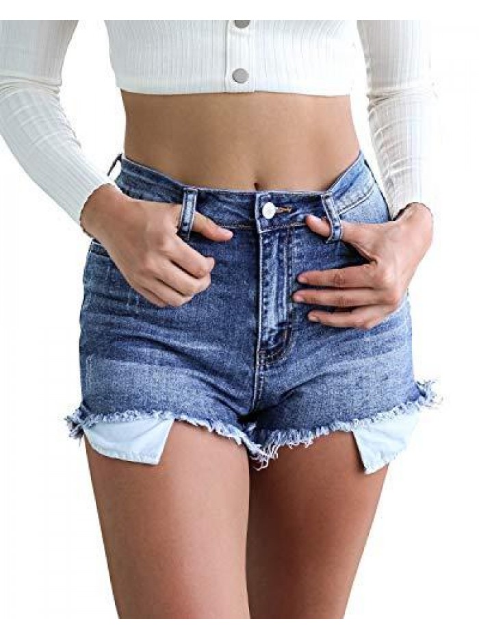 Women's Sexy High Waisted Stretch Mini Denim Shorts Hot Pants Clubwear 