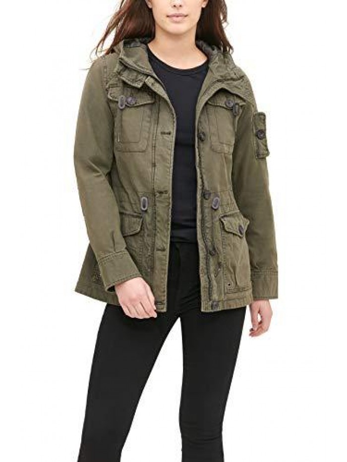 Women's Cotton Four Pocket Hooded Field Jacket (Standard & Plus Sizes) 