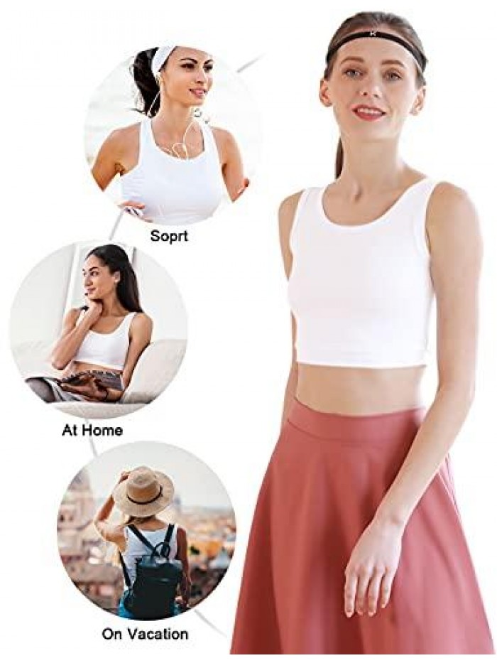3 Pack Basic Crop Tank Tops for Women Short Yoga Dance Athletic Sport Shirts for Teen Girls 