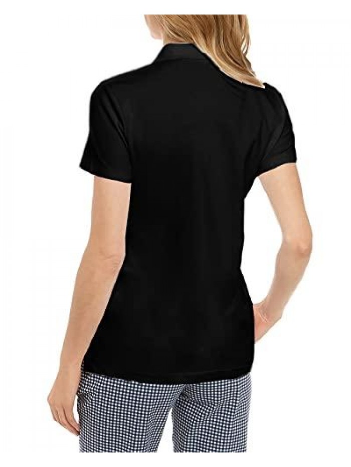 Golf Solid Polo T-Shirts Lightweight Short Sleeve Quick Dry 5-Button Tee Tops 