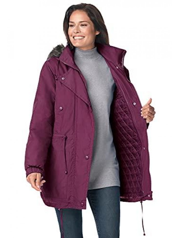 Within Women's Plus Size Quilt-Lined Taslon Anorak Jacket 