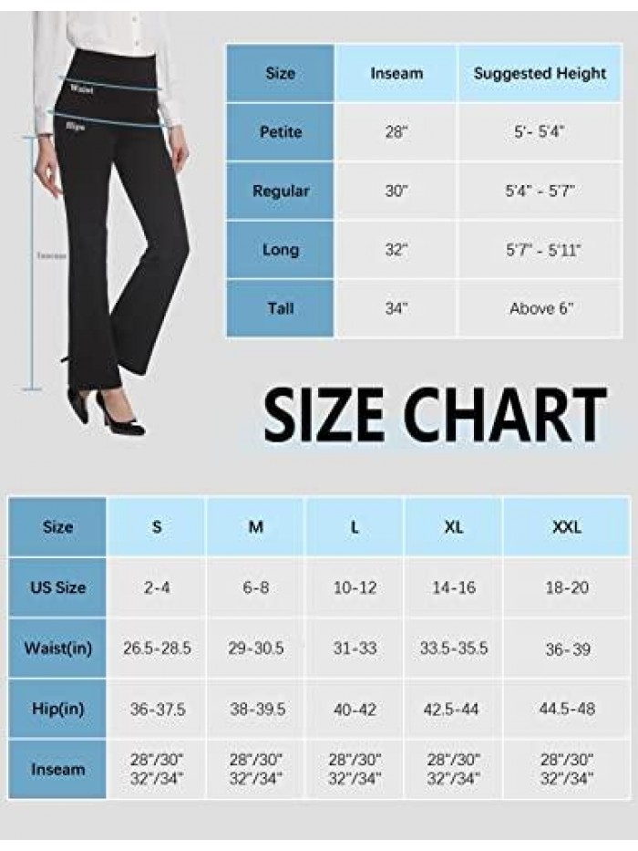 Women's 28''/30''/32''/34'' High Waist Stretchy Bootcut Dress Pants Tall, Petite, Regular for Office Business Casual 