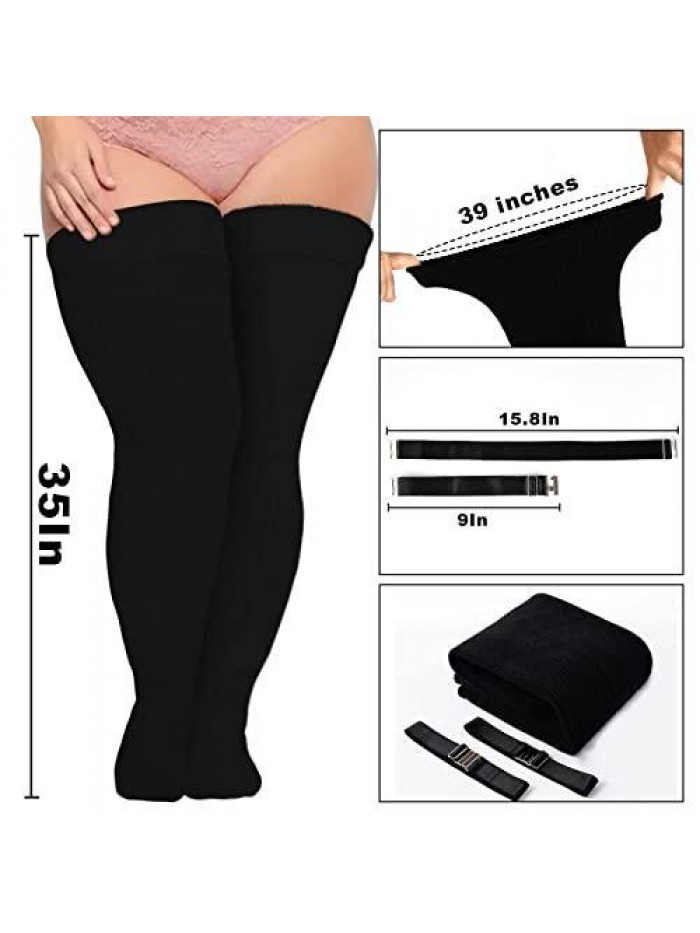 Size Thigh High Socks for Thick Thighs Women- Widened Extra Long Thick Knit 