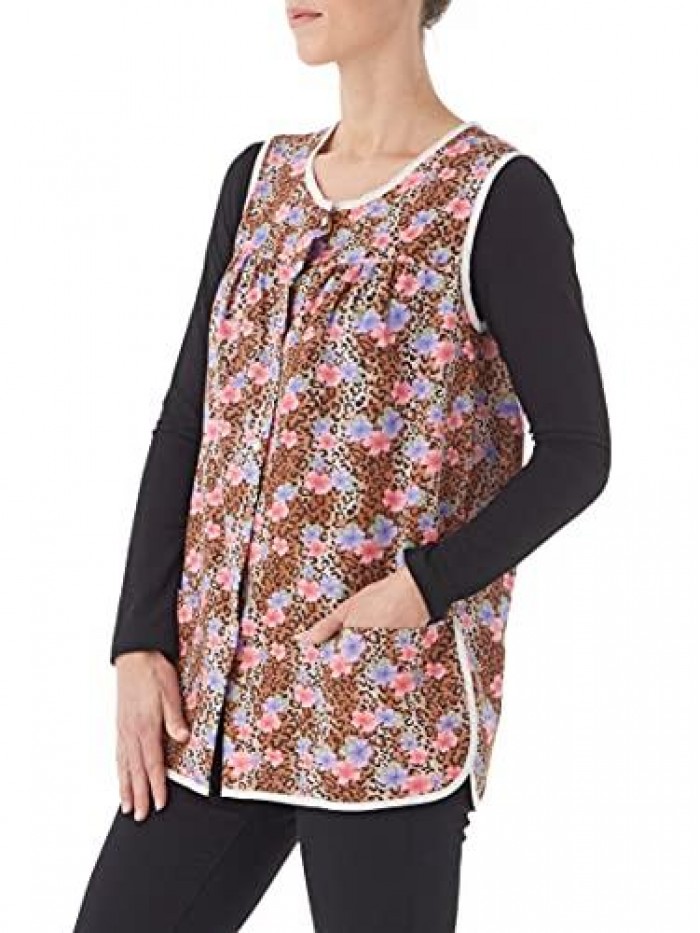 Easy-Care Snap Front Cobbler Aprons Vest with Two Patch Pockets 