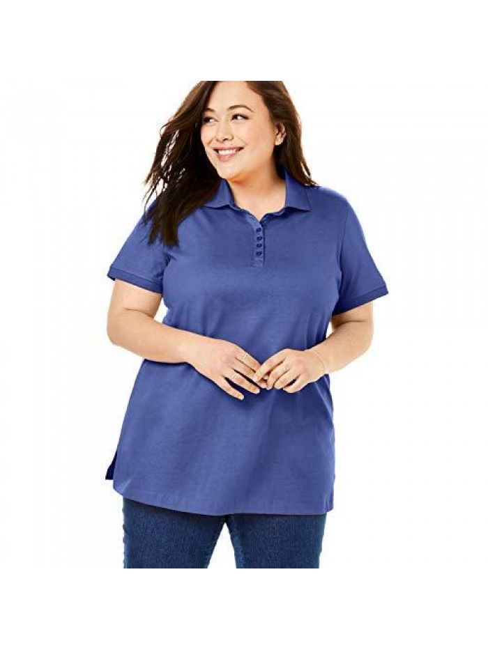 Within Women's Plus Size Perfect Short-Sleeve Polo Shirt 