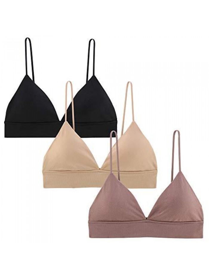 Bralette for Women Triangle Cups Removable Padded Wire Free Pull On Closure 