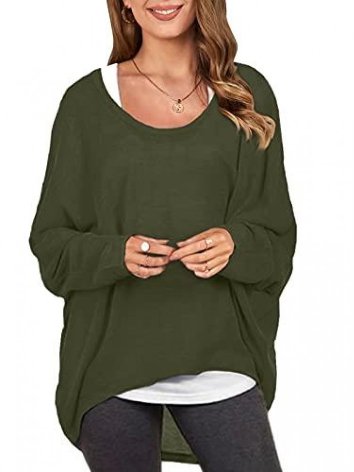 Women's Batwing Sleeve Off Shoulder Loose Oversized Baggy Tops Sweater Pullover Casual Blouse T-Shirt 