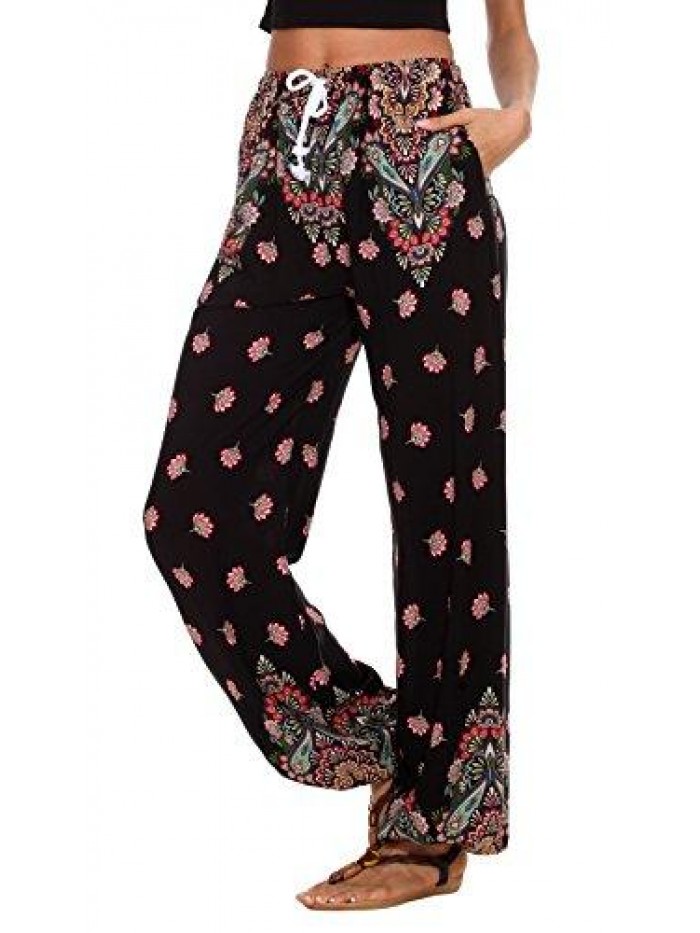 CoCo Women's Floral Print Boho Yoga Pants Harem Pants Jogger Pants 