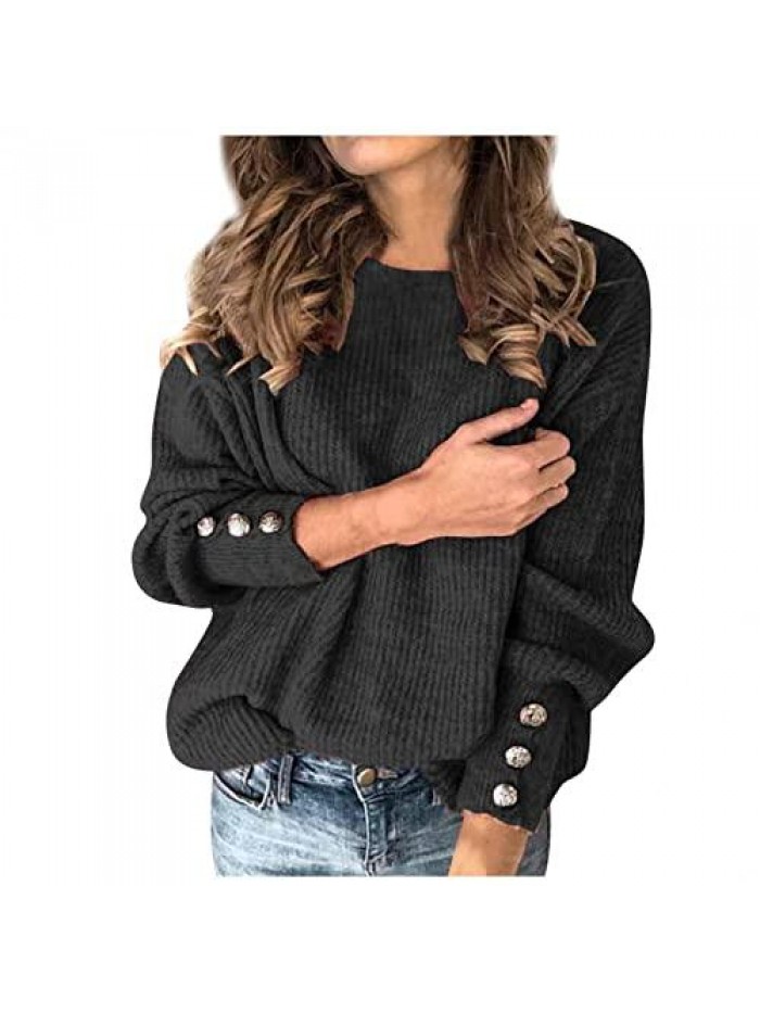 for Women Valentine's Day Gifts O-neck Womens Sweaters Solid Knit Sweaters Blouses Tops 