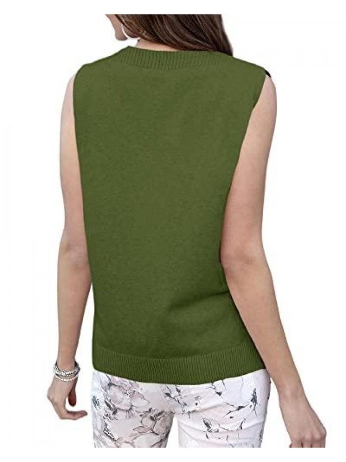 Womens V Neck Sleeveless Sweater Vest High Low Loose Fit Summer Knitted Tank Tops 