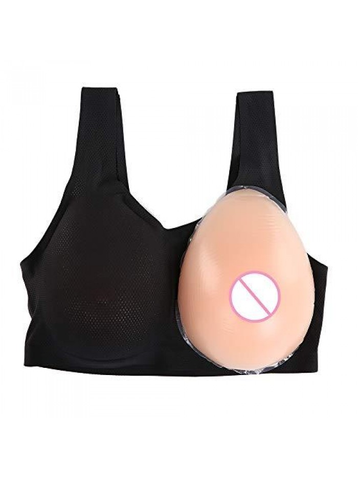 2-in-1 Silicone Breast Inserts Forms Waterdrop Fake Breast Mastectomy Bras Prosthetic Set 
