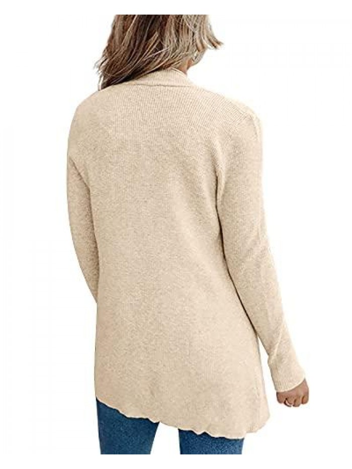 Womens Open Front Cardigans Casual Long Sleeve Classic Knit Sweater Outerwear with Pockets 