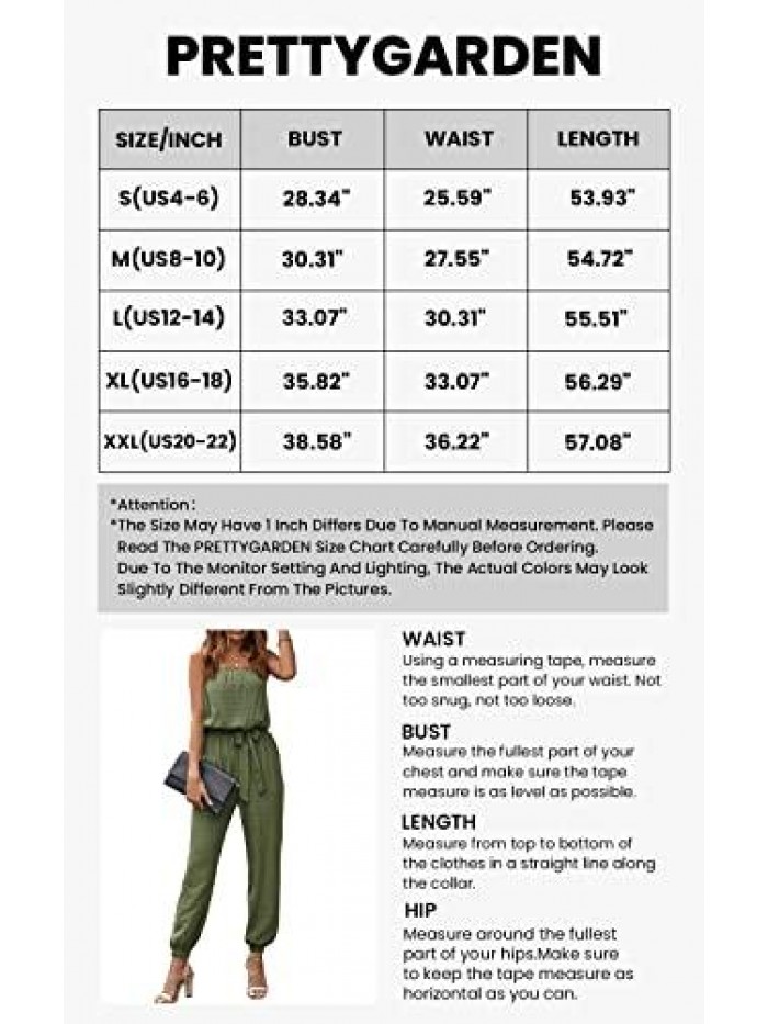 Women's Summer Casual Jumpsuits Off Shoulder Elastic Waist Belted One Piece Beam Foot Long Rompers With Pockets 