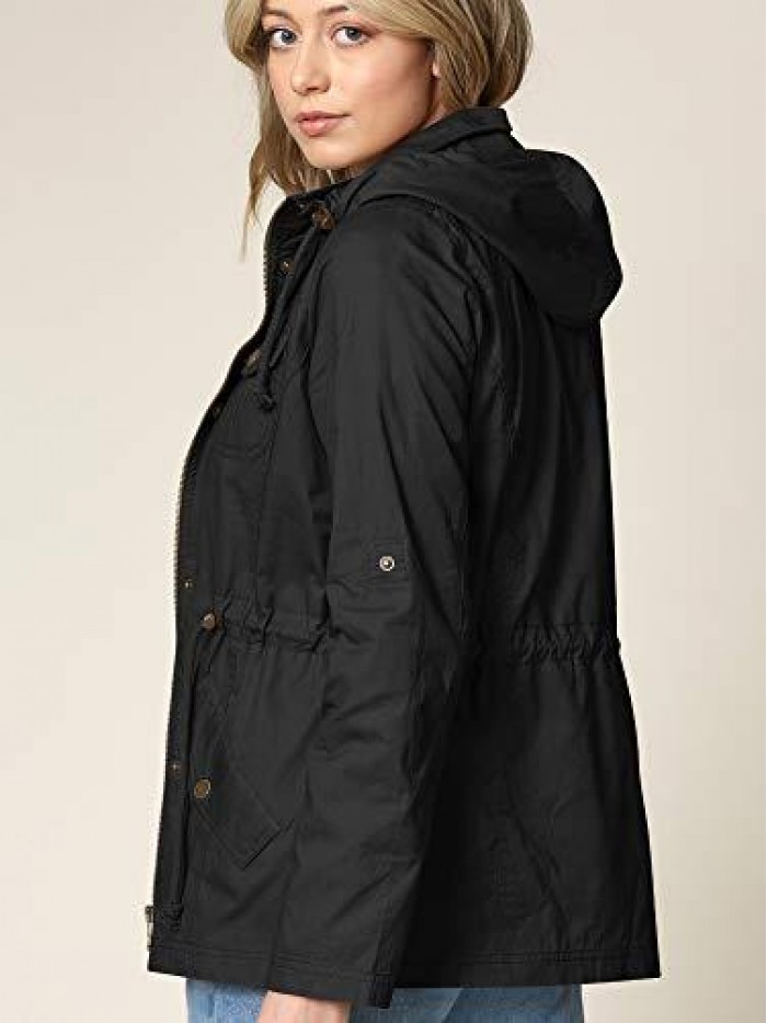 and Love LL Women's Casual Military Safari Anorak Jacket with Hoodie 