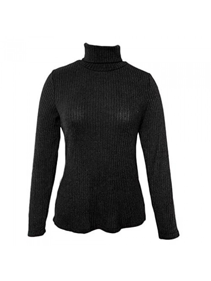 Turtleneck Long Sleeve Shirts Fashion Plain Color Slim Fitted Casual Pullovers Basic Layer Pullover Cozy Top 