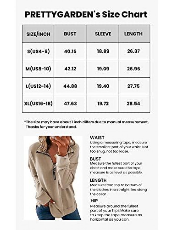 Women's Causal 1/4 Zip Pullover Long Sleeve Collar Sweatshirts Solid Activewear Running Jacket 