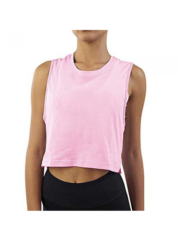 Crop Top Tank Cropped Sleeveless Workout Muscle Tops Cute Gym Yoga Shirts 