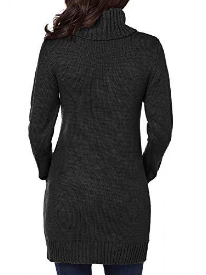 BLENCOT Womens Turtleneck Long Sleeve Elasticity Chunky Cable Knit Pullover Sweaters Jumper