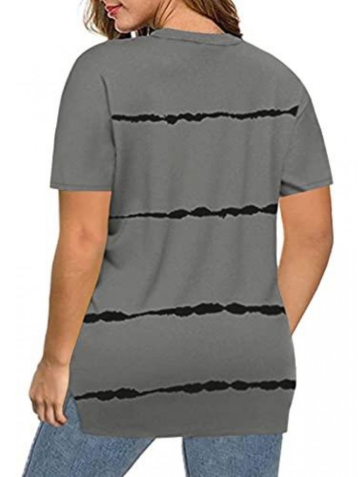 Plus-Size Tops for Women Summer Casual Tunics Short Sleeve Shirts XL-4XL 