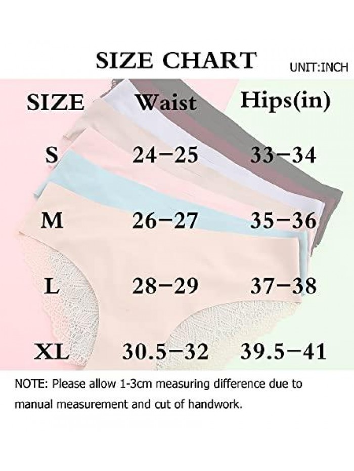 Big 10 Pack Sexy Cheeky Underwear for Women Lace Bikini Panties Ladies No Show Hipster V-Waist 