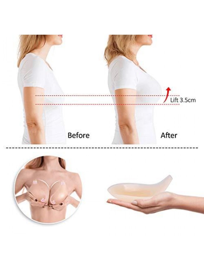 Bra Breast Lift - Invisible Lift Nipple Covers Deep V Reusable Silicone Sticky Pasties for Women Prevent Breast Sagging 