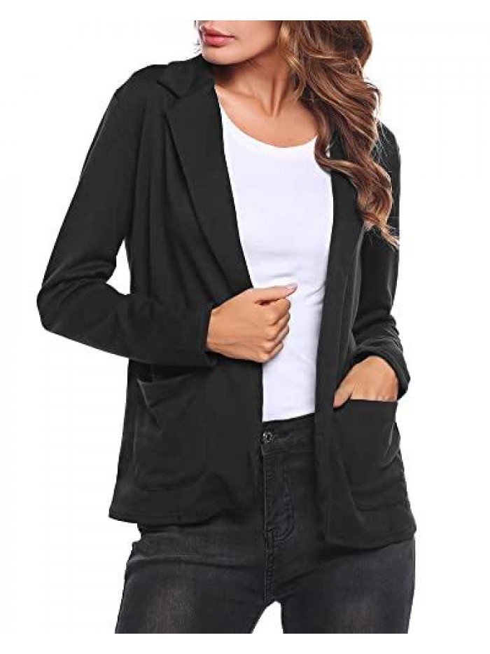 LILI Womens Casual Blazer Long Sleeve Open Front Relax Fit Office Lightweight Cardigan Jacket Blazers 