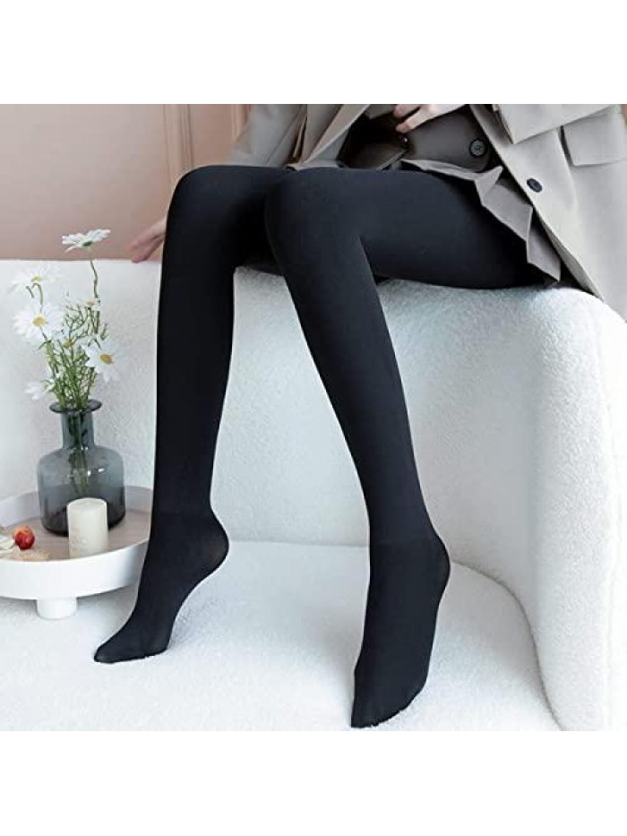 Ksiliup Fleece Lined Tights Women Opaque Thermal Tights For Women Warm Fleece Pantyhose Winter Tights For women