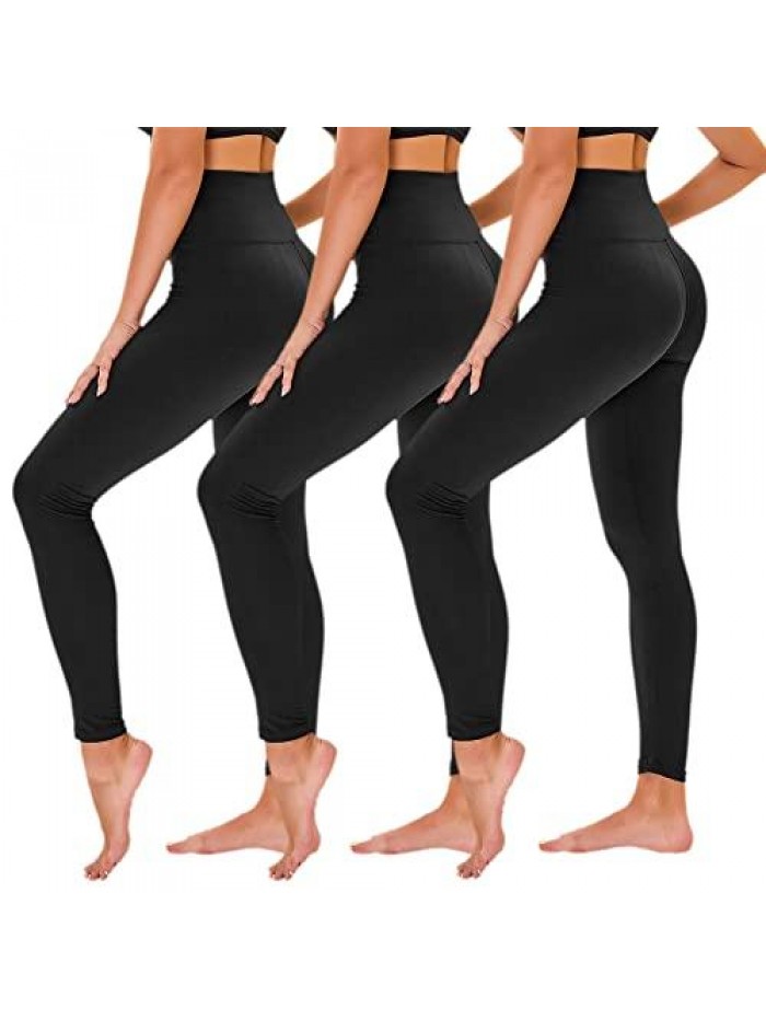 3 Pack High Waisted Leggings for Women - Buttery Soft Workout Running Yoga Pants 