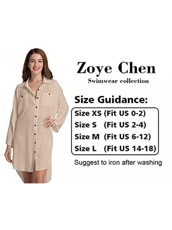 Swimsuit Cover up,Silky Button Down Shirt Midi Dress Kimono,Summer Bathing Suit Beach Coverups for Women (CP-Aline) 