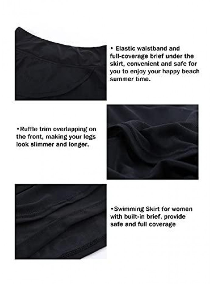 Women's Waistband Layered Swimdress Ruffle Swim Skirt Swimsuit Bottom 