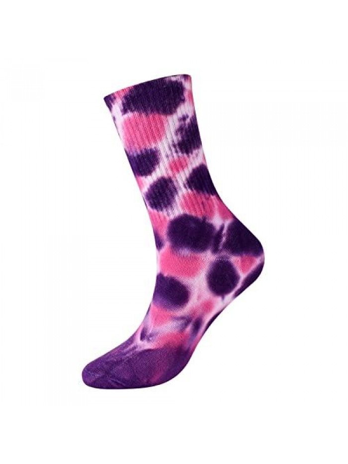 5 Pairs Cotton Socks for Women Funny Cute Crew Christmas Cool Socks Tie Dye Novelty Socks