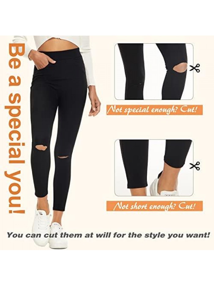 Dress Pants for Women Business Casual Stretch High Waisted Pull On Leggings Tummy Control Trousers with Pockets 