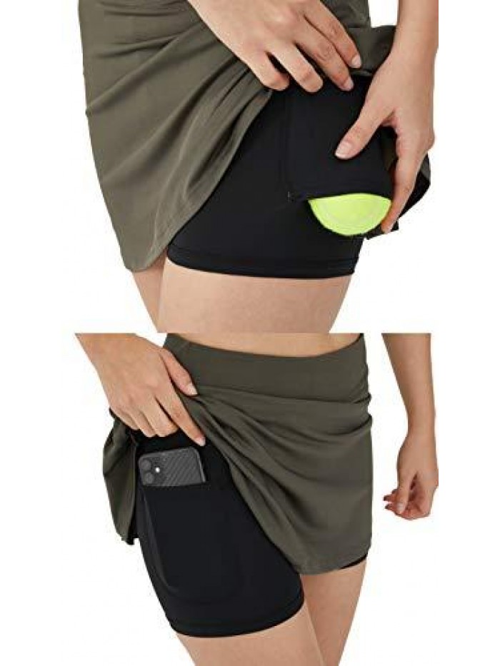 Women Golf Skirts with Pockets Tennis Skirts with Shorts Skorts Activewear Hiking Workout 