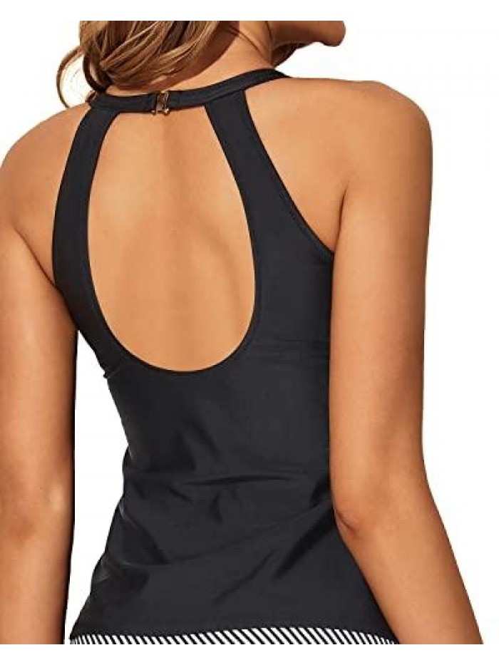 Me Women Tankini Top High Neck Bathing Suit Top Key Hole Swimsuit Top Halter Swim Top Only 