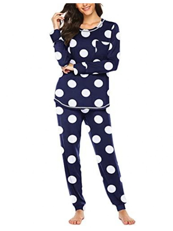 Pajamas Women’s Long Sleeve Sleepwear with Long Pants Soft Loungewear Pj Set S-XXL 