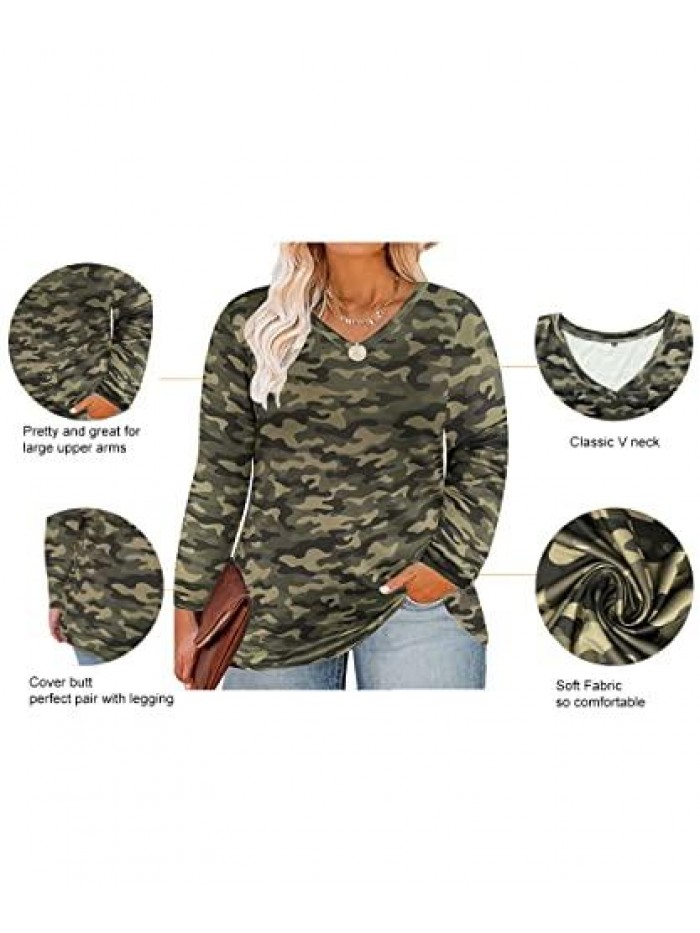 Plus Size Tops for Women Long Sleeve Casual Loose Shirts Oversized Tunic Shirt 