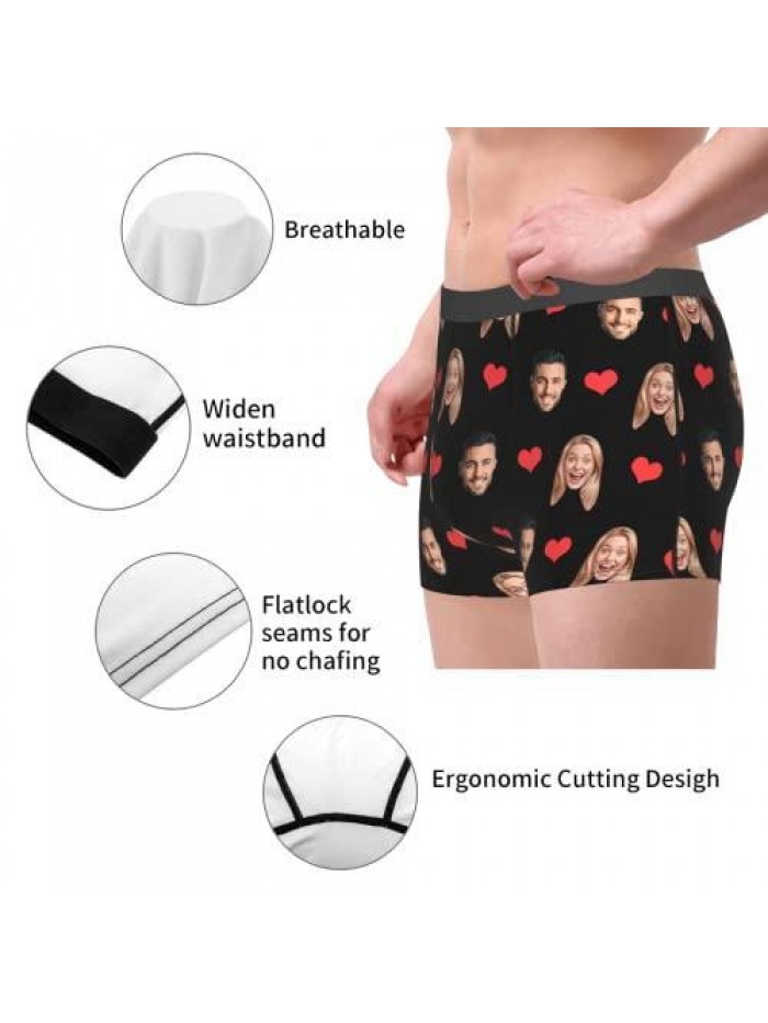 Underwear Personalized Face Boxer Briefs for Men with Photo Funny Underpants for Valentine's Day Christmas Day Gifts 