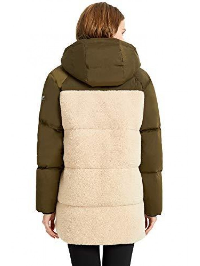 Women’s Fleece Down Coat Thickened Winter Puffer Down Jacket 