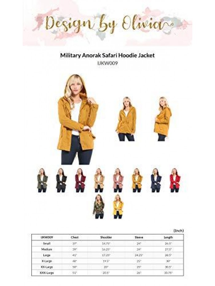 by Olivia Women's Military Anorak Safari Hoodie Jacket 